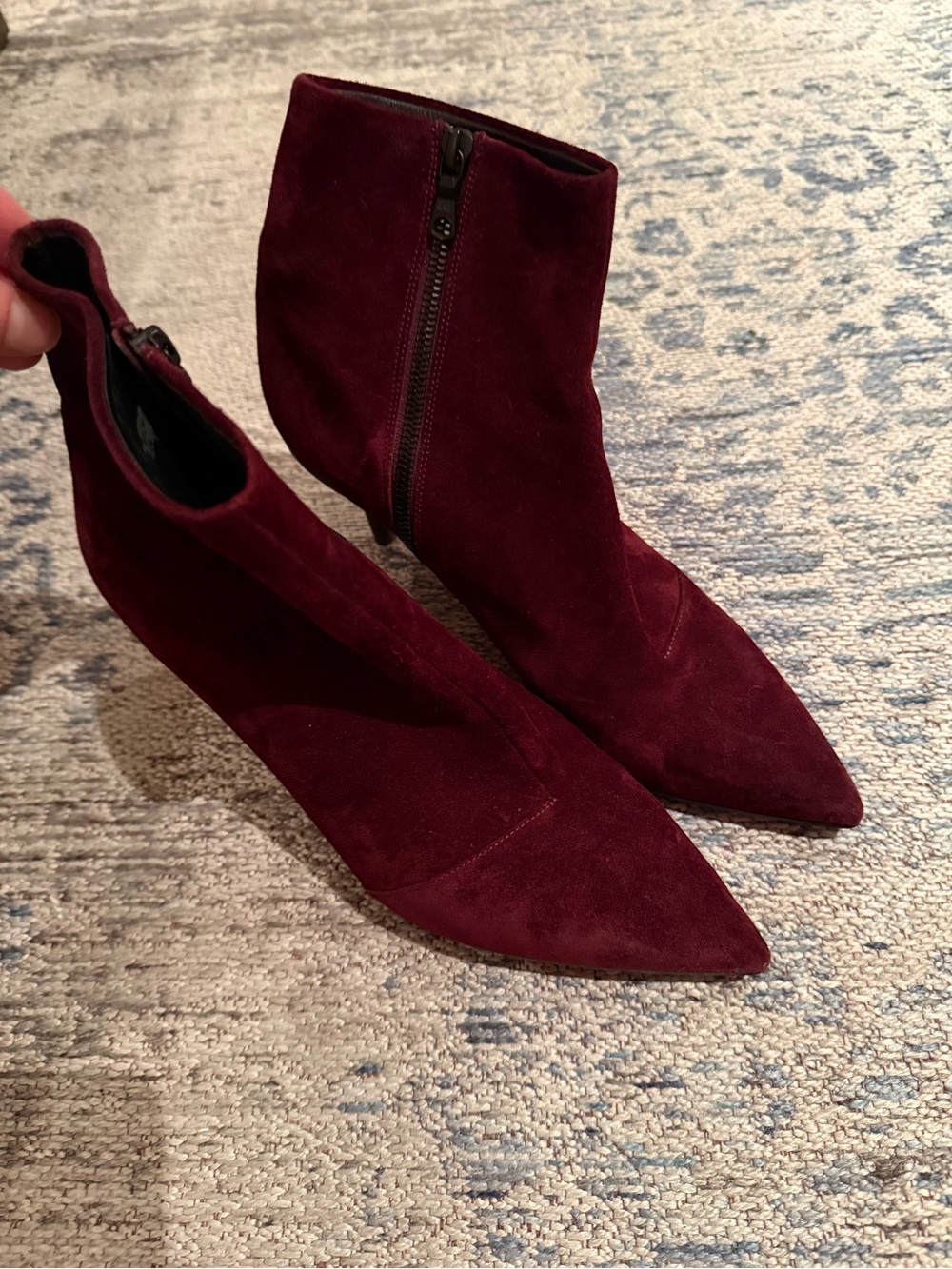 Rag & Bone Women's Burgundy Suede Pointed Toe Beha Ankle Boots 40/10